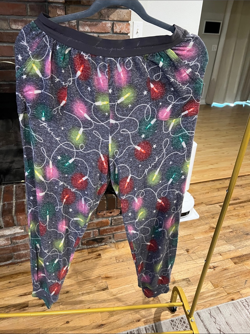 PINK Victoria's Secret Gray Joggers with Colorful Light Print